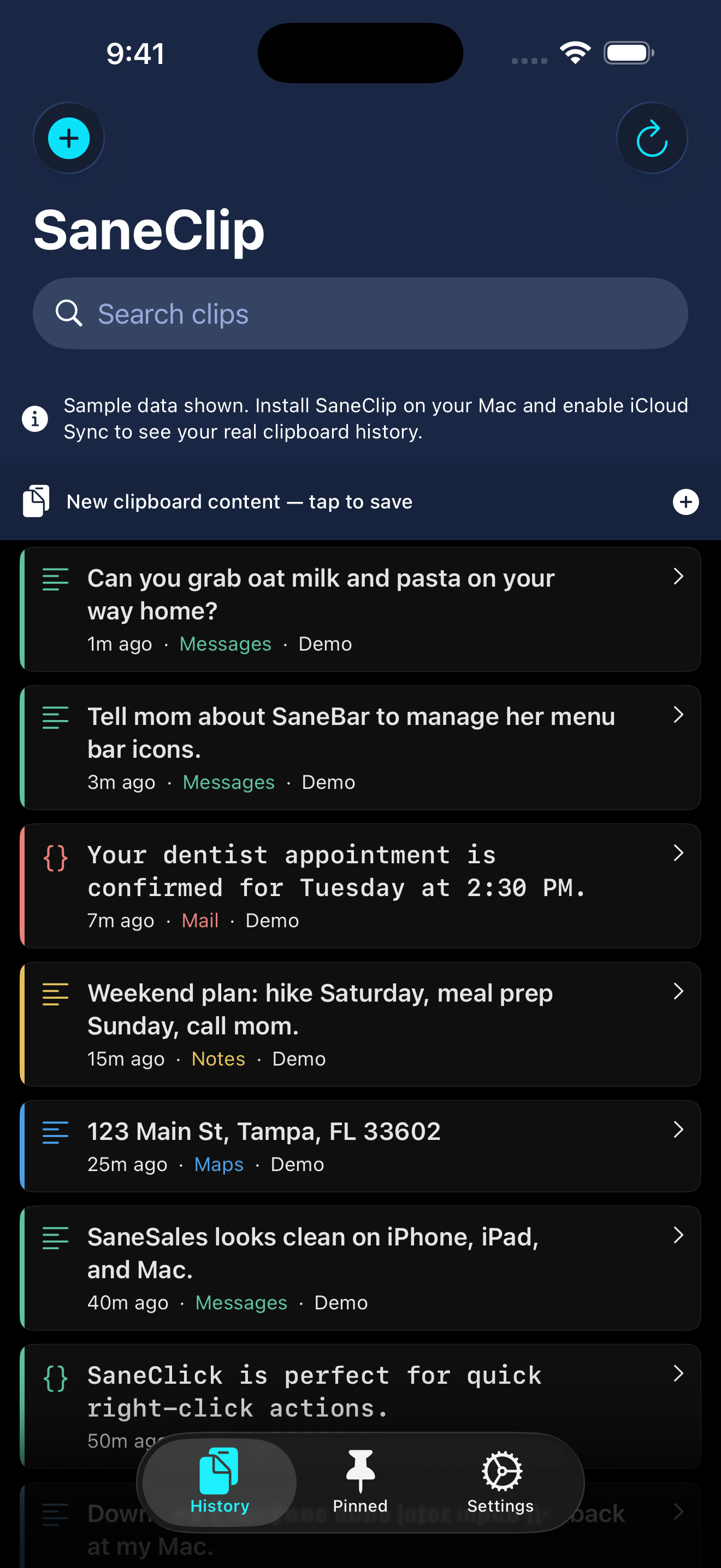 SaneClip iOS - Clipboard History